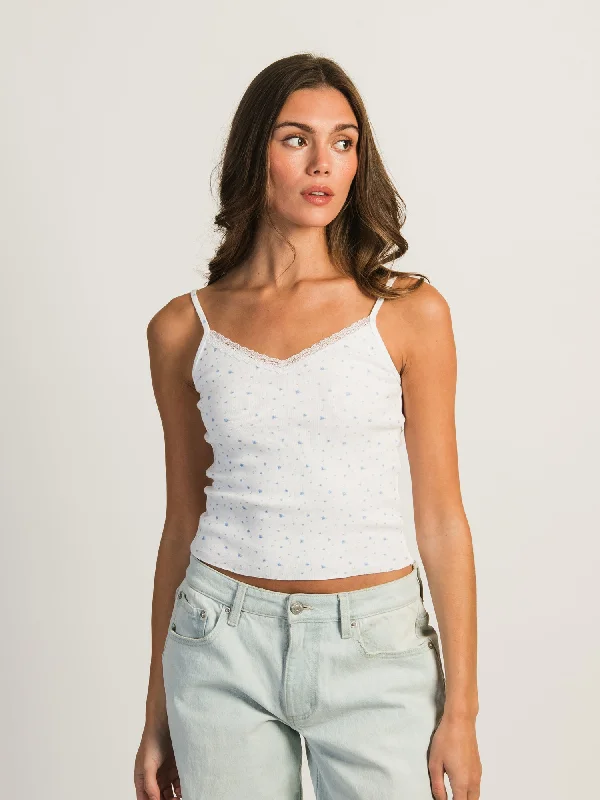 HARLOW ISLA PRINT TANK - WHITE/BLUE fitness tank top