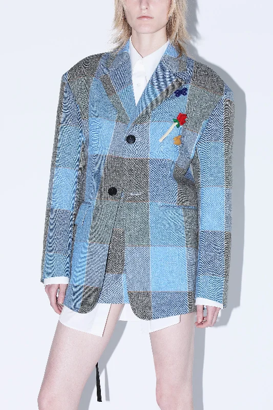 POLYESTER CHECK JACKET Satin Fabric Silk Fabric Chiffon Fabric