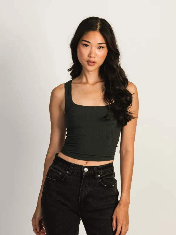 HARLOW ESSENTIAL LUXE TANK TOP - FOREST crew neck tank
