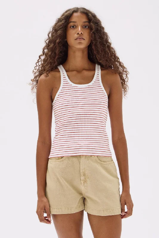 Assembly Label - Drew Rib Organic Tank, Papaya/ White baby blue tank