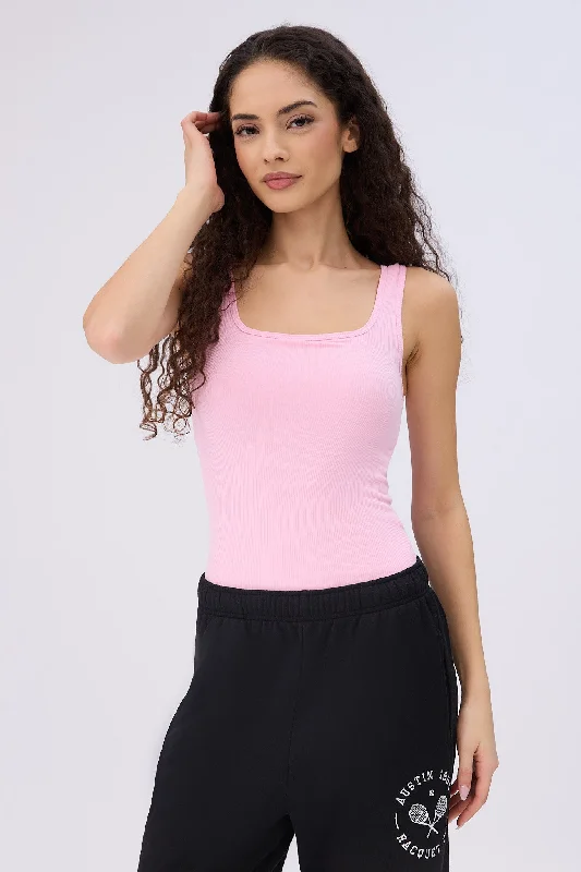 Ribbed Knit Tank Bodysuit high neck tank