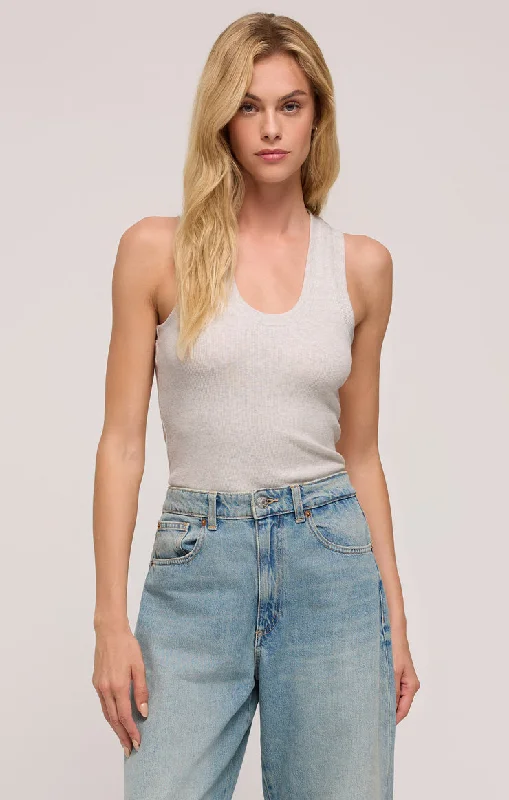Z-Supply Sirena Rib Tank - LIGHT HEATHER GREY beige tank top
