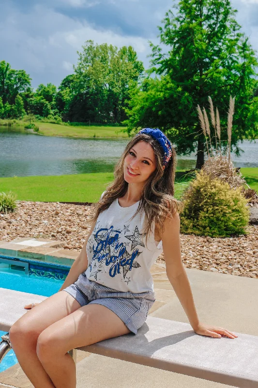 Star Spangled Grey Blue Tank Top lounge tank top
