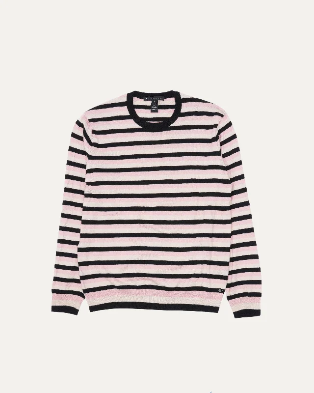 Silk-Cashmere Blend Striped Sweater Handmade Hand-knitted Hand-woven
