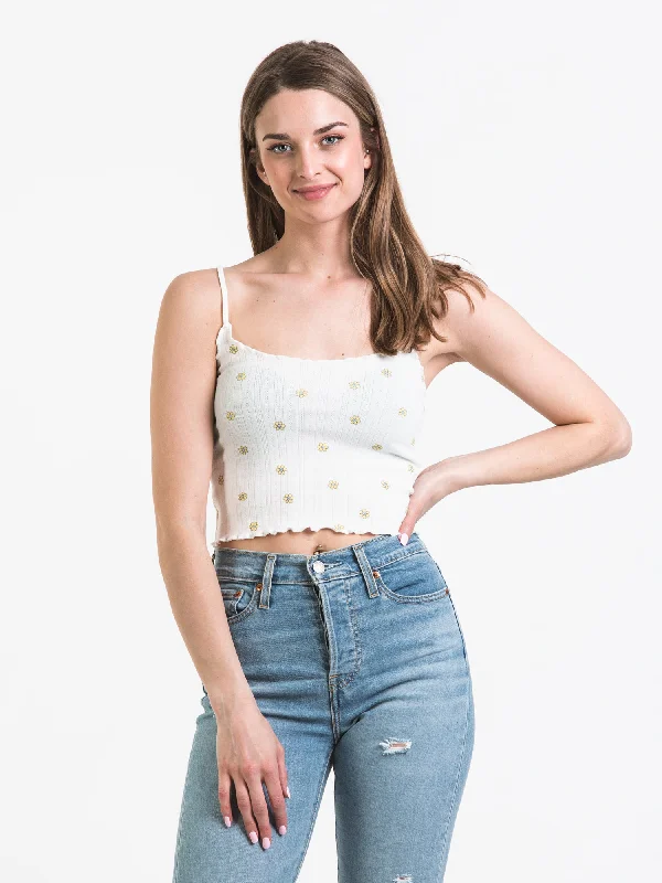 HARLOW POINTELLE RUFFLE DITSY TANK - CLEARANCE one shoulder tank