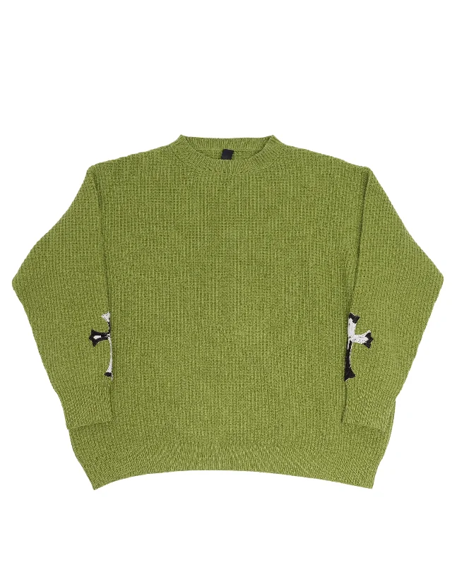 Cashmere Cross Patch Sweater Neon Metallic Matte
