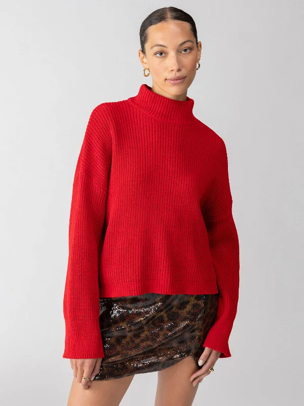 Stay Cozy Sweater Mars Red Spandex Blend Rayon Blend Denim Blend