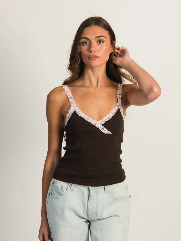 HARLOW LENI TANK - CHOCOLATE solid color tank