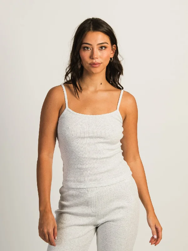 HARLOW PAYTON POINTELLE MELANGE TANK - CLOUD ribbed tank top