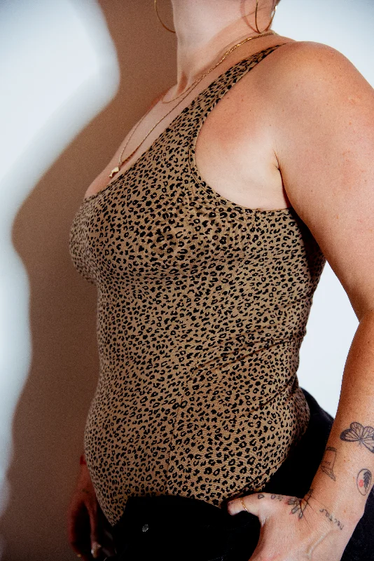 Shinni Neck Full Length Tank In Classic Leopard print tank top