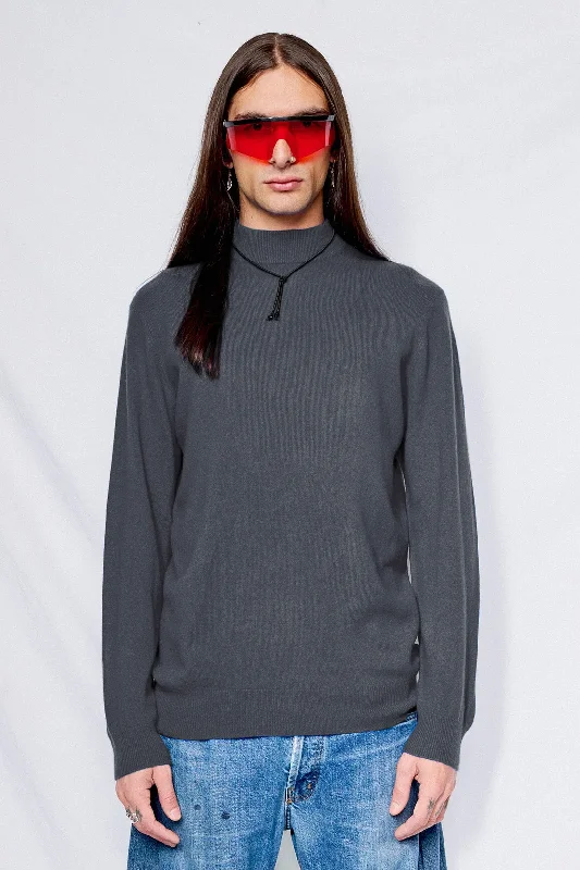 Graphite Cashmere Mockneck Sweater Spandex Rayon Corduroy