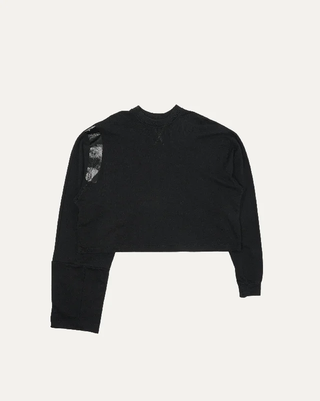 Cropped Asymmetric Tape Sweater Notch Collar Peter Pan Collar Cowl Neck