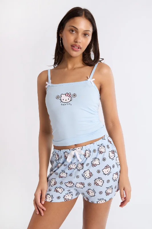 Hello Kitty Super Soft Pajama Tank Top And Shorts 2-Piece Set cold shoulder tank