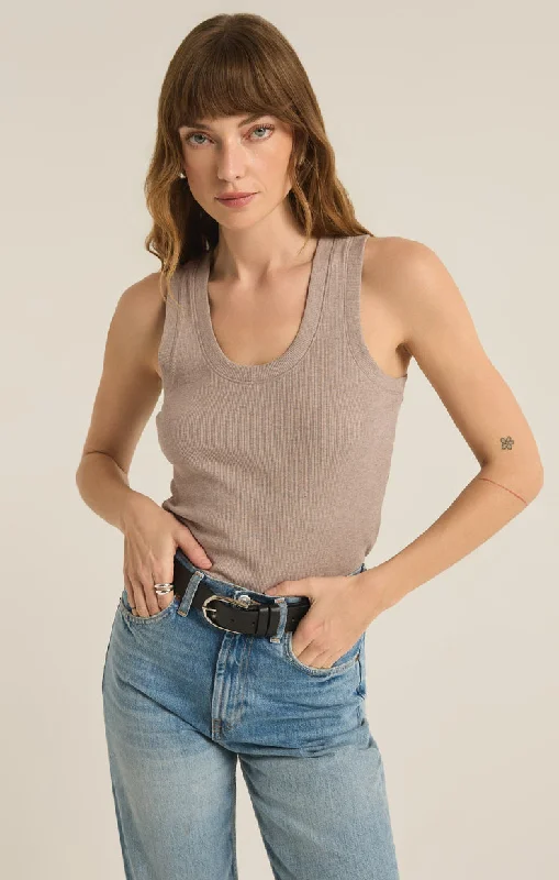 Z-Supply SIRENA RIB TANK - HEATHER TAUPE cropped tank top