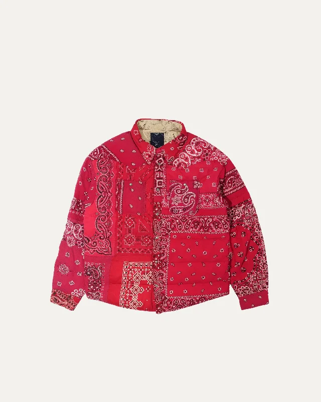 Padded Bandana Jacket Boat Neck Shawl Collar Notched Collar