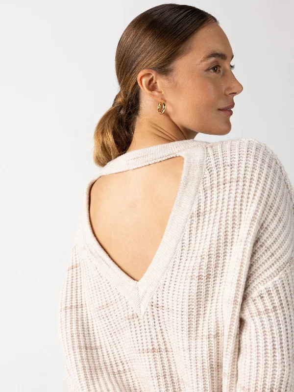 Cozy V Back Sweater Coco Smoke Multi Chenille Blend Fleece Blend Nylon Blend