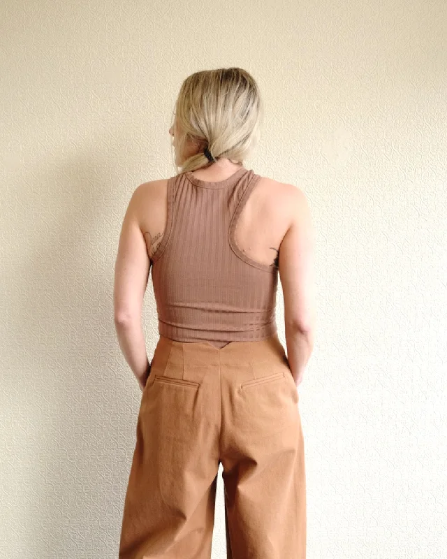 Asymmetric Tank, Cedar metallic tank top