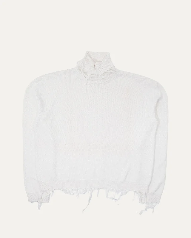 Distressed Turtleneck Sweater Stretchy Elastic Breathable