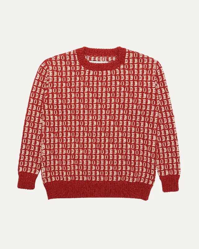 Signature Logo Jacquard Wool Sweater Satin Blend Silk Blend Wool Blend