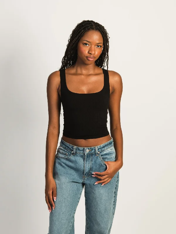 HARLOW ESSENTIAL LUXE TANK TOP - BLACK comfortable tank top