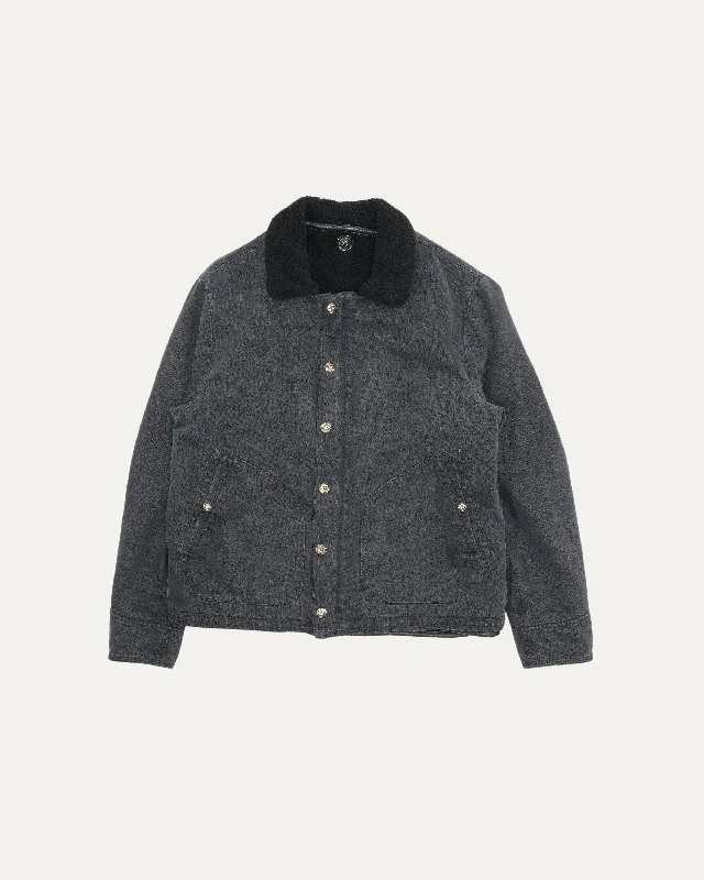 Shearling Jacket with Removable Lining Welt Pockets Slit Pockets Flap Pockets