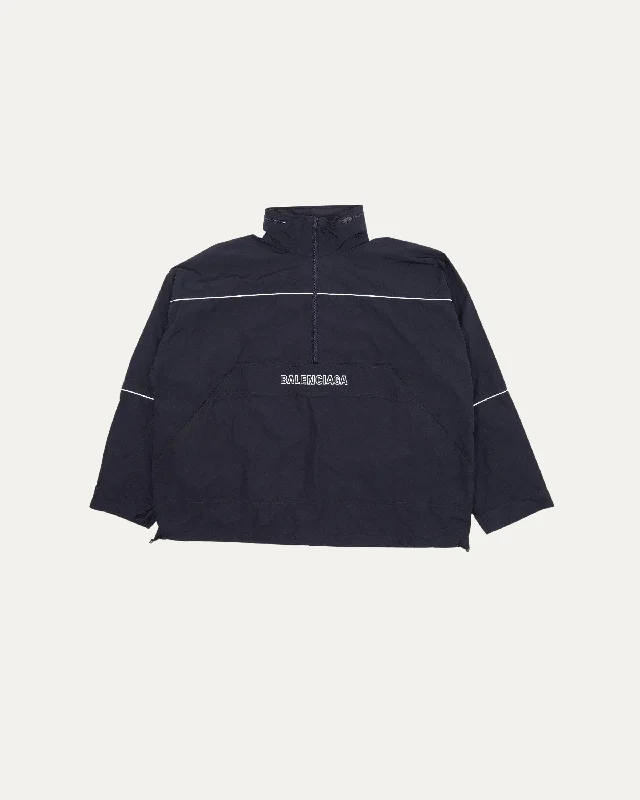 Oversized Anorak Jacket Notch Collar Peter Pan Collar Cowl Neck