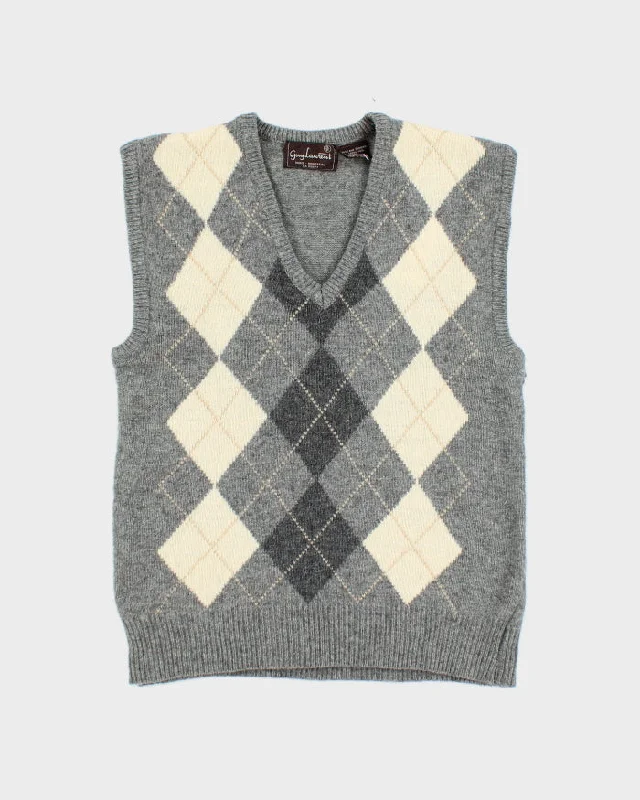 Vintage Guy Laurent Argyle Wool Blend Tank Knit - S neon tank top