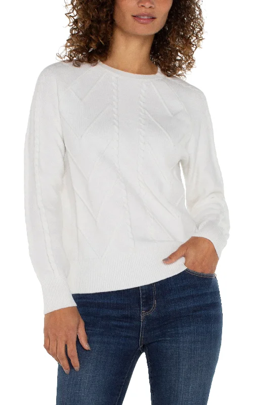 Liverpool Long Sleeve Crew Neck Raglan Sweater (Porcelain) Fleece Sweater Nylon Polyester