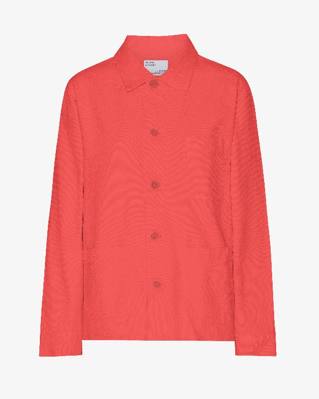 Organic Workwear Jacket - Red Tangerine Knit Fabric Woven Fabric Fleece Fabric