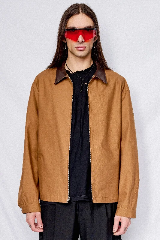 Camel Twill Two Tone Zip Jacket Tailored Jacket Straight Jacket A-Line Jacket
