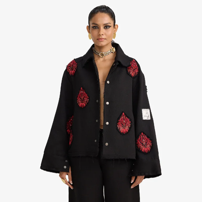 F A R A K | HAND EMBRIODERED JACKET { BLACK/BLACK Corduroy Jacket Velvet Jacket Brocade Jacket F A R A K | HAND EMBRIODERED JACKET { BLACK/BLACK Corduroy Jacket Velvet Jacket Brocade Jacket