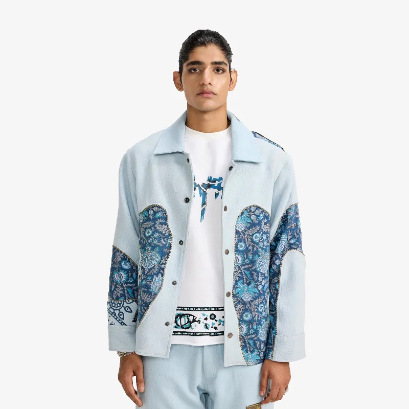 F A R A K | CLOSURE HANDMADE JACKET { BLUE/BLUE Herringbone Jacket Checkered Jacket Solid Jacket