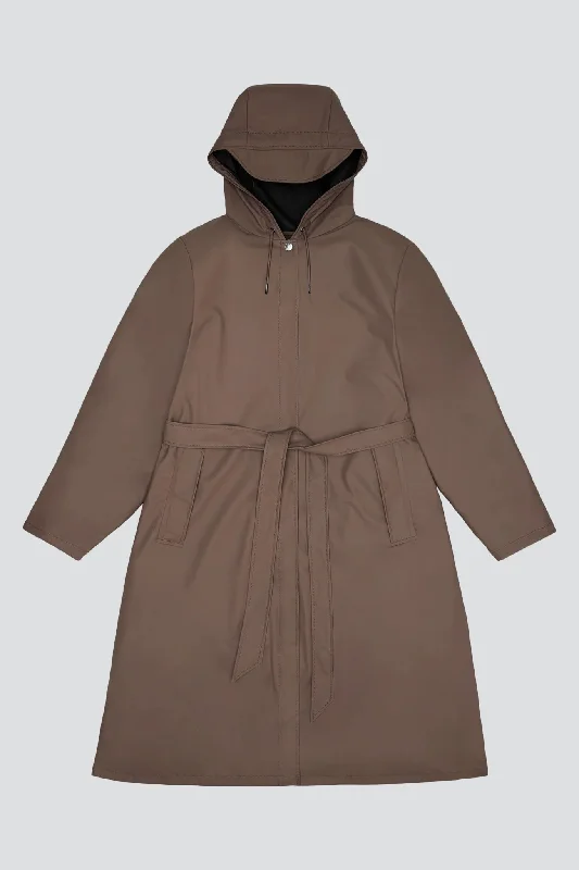 Shade Hooded A-Line Longer Jacket Wool Fabric Cashmere Fabric Tweed Fabric