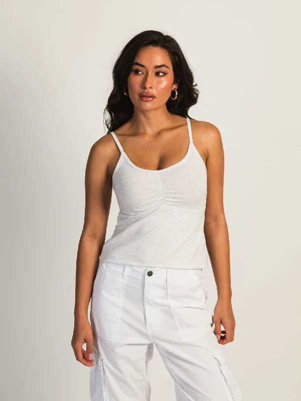 HARLOW ABBY MELANGE TANK - HEATHER CLOUD WHITE neon tank top