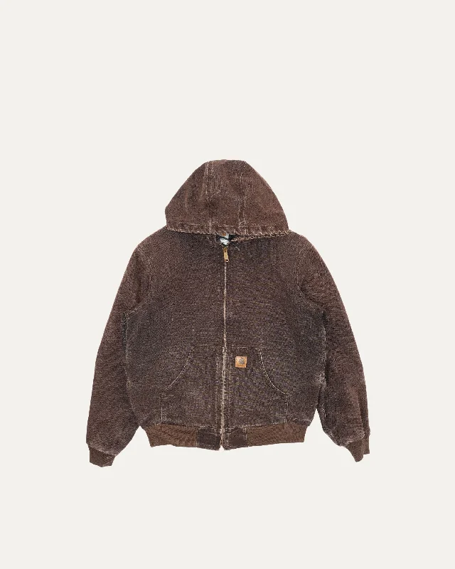 Carhartt Hooded Active Jacket Front Pockets Side Pockets Patch Pockets