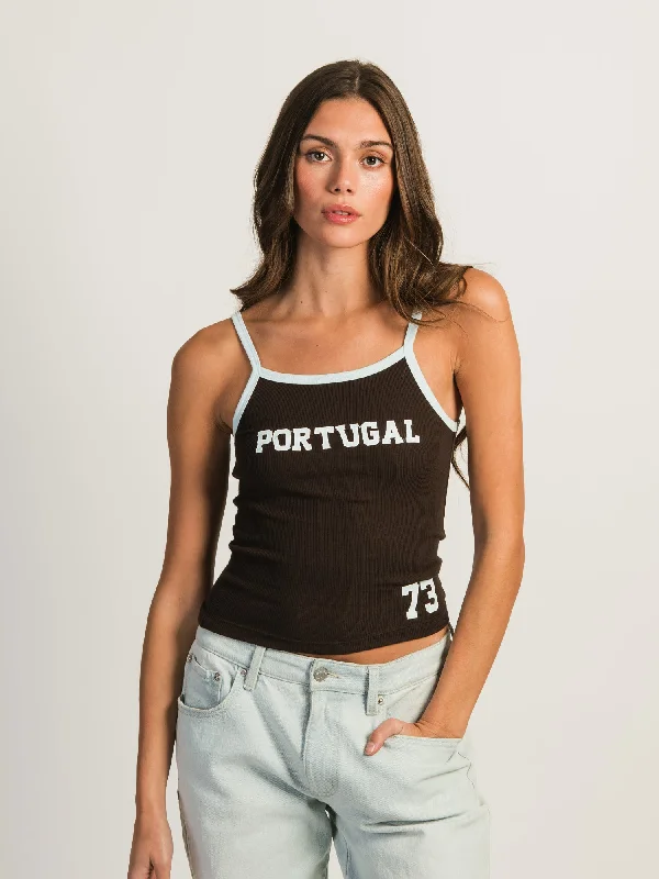 HARLOW LOGAN PRINT TANK - CHOCOLATE long tank top