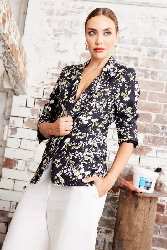 Vi Linen Jacket in Spring 2030 by Kamare Notch Collar Peter Pan Collar Cowl Neck