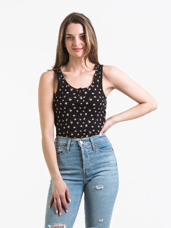 HARLOW SNAP HENLEY DITSY TANK - CLEARANCE off shoulder tank