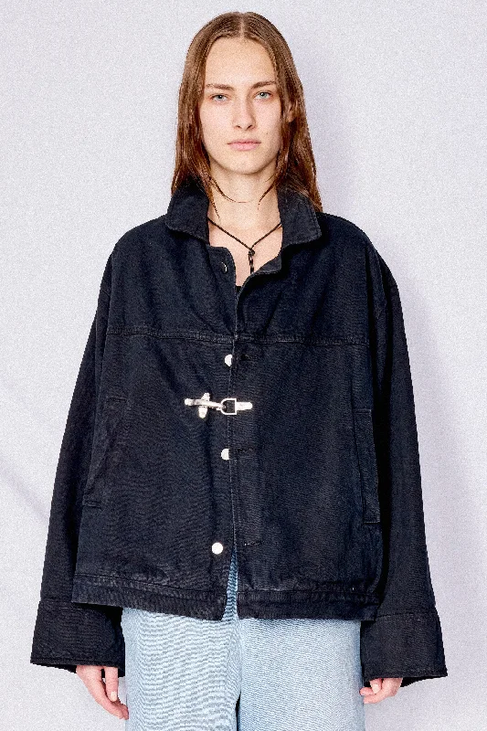 Black Denim Fireman Box Jacket Nylon Jacket Polyester Jacket Spandex Jacket