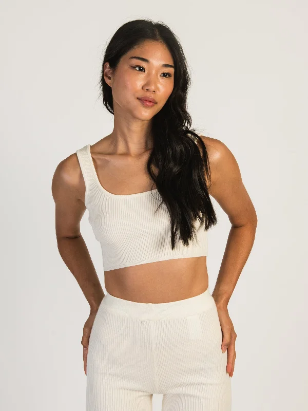 HARLOW HOLLY RIBBED TANK TOP - CREAM lavender tank top