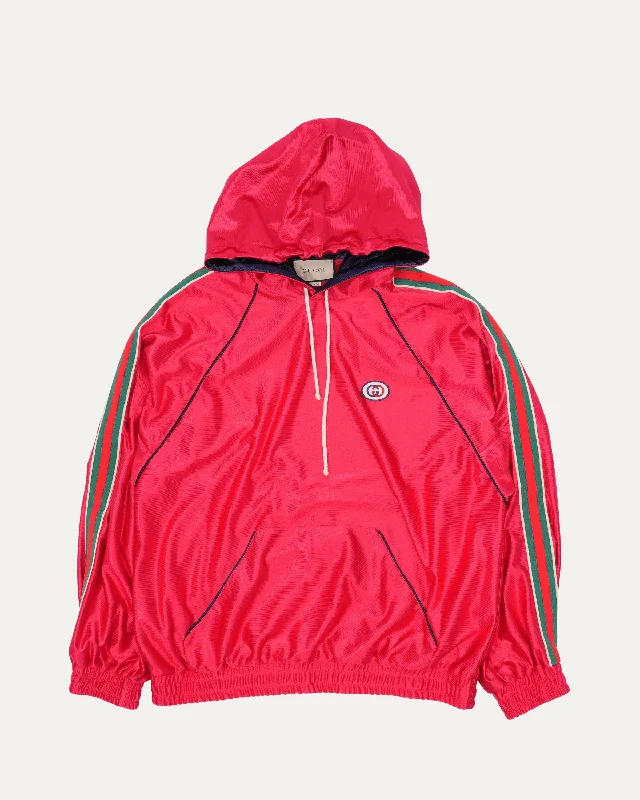 Taped Hooded Track Jacket Bomber Jacket Anorak Windbreaker