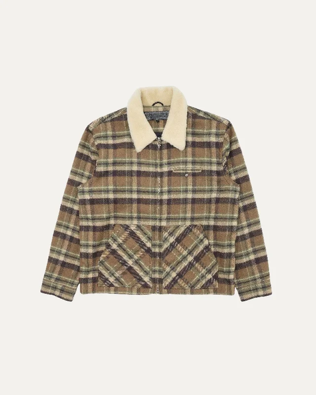 Flannel Shearling Collar Zip Up Jacket Rayon Jacket Velvet Jacket Corduroy Jacket