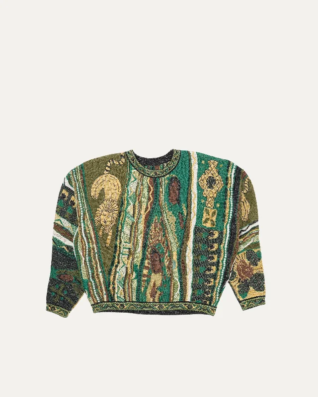 FW22 Virgin Maria Rasta Ainu Gaudy 7G Knitted Sweater Mesh Blend Leather Blend Suede Blend