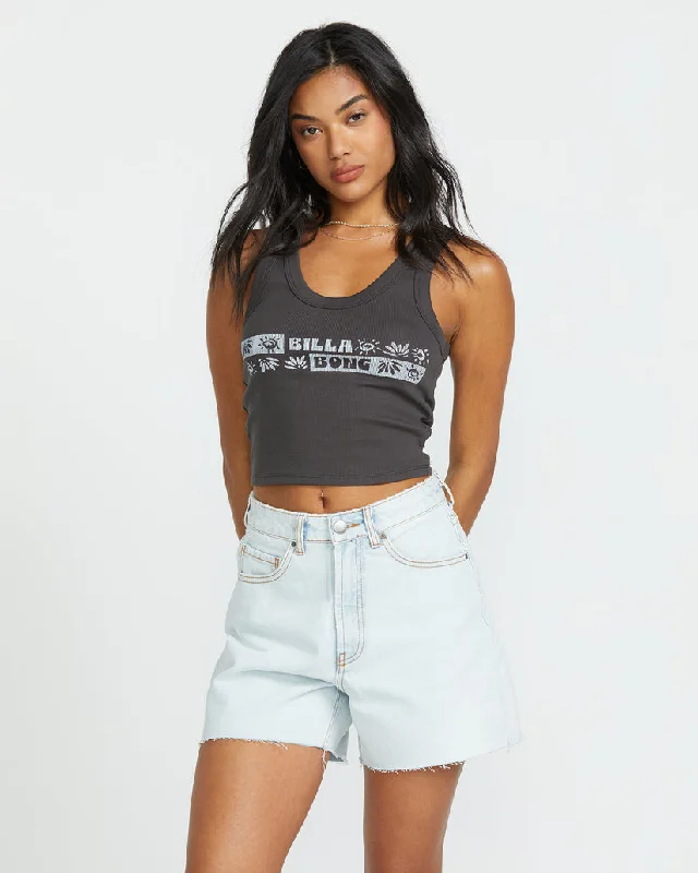 Billabong Sun Up Tank - OFF BLACK rhinestone tank top