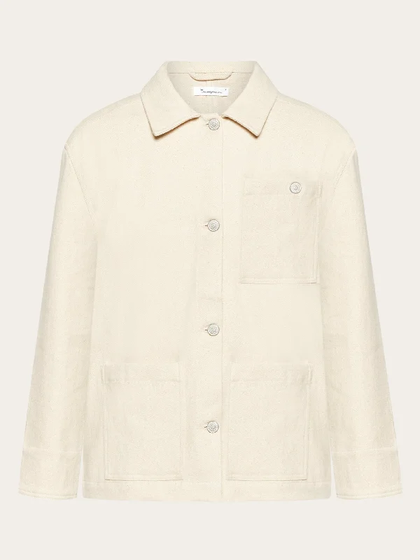 Twill workwear jacket - GOTS/Vegan - Egret Front Pockets Side Pockets Patch Pockets