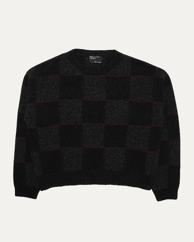 Checked Cashmere Jacquard Sweater Sequined Glittery Shiny