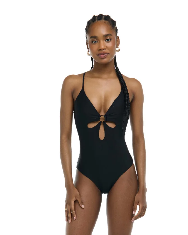 Body Glove Smoothies Maddie One-Piece Tank Swimsuit - BLACK gold tank top