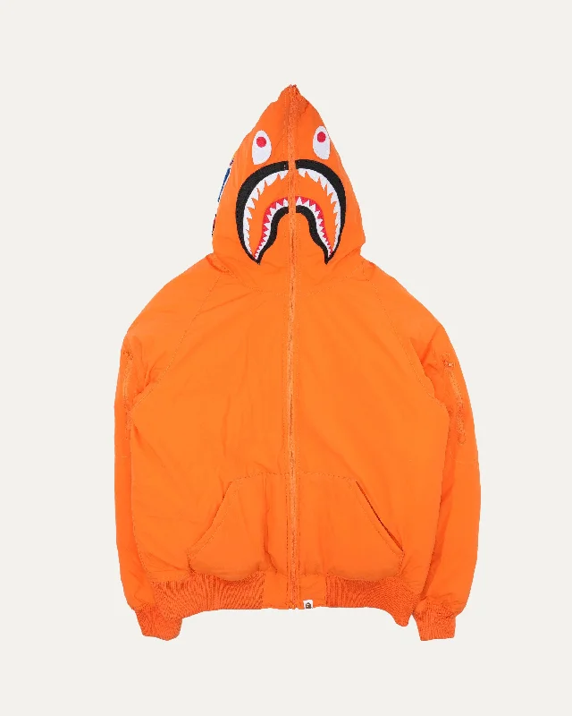 Shark Zip Up Jacket Notch Collar Peter Pan Collar Cowl Neck