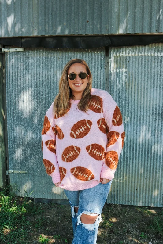 Football Frenzy Pink Sweater Faux Fur Fabric Real Fur Fabric Shearling Fabric