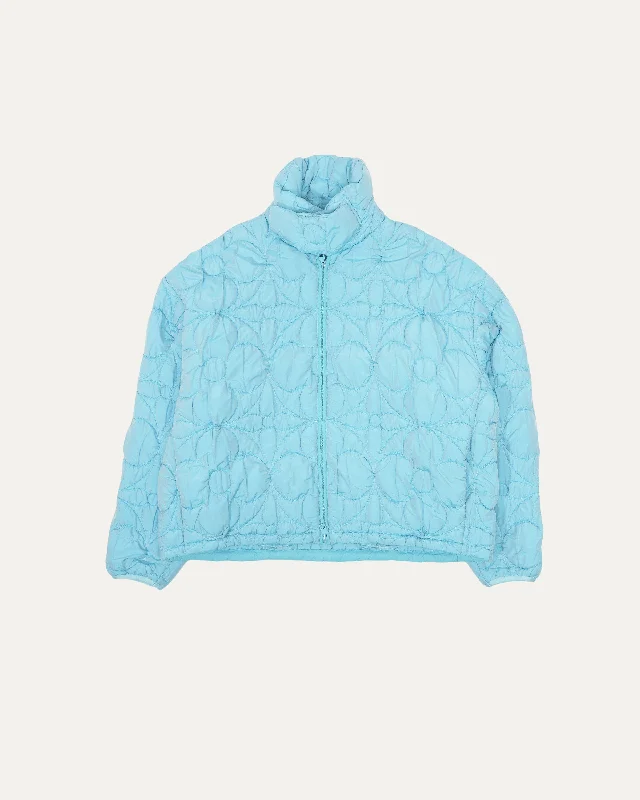 Monogram Flower Quilted Puffer Jacket Satin Jacket Silk Jacket Chiffon Jacket